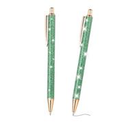 PATIKIL Penna A Sfera Glitter, 2Pcs Penna Elegante Con Glitter A Scatto In Metallo Per Scrivere Appunti Regalo Con Inchiostro Nero Per Donne Ragazze Ufficio Compleanno, Verde Scuro