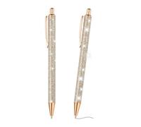PATIKIL Penna A Sfera Glitter, 2Pcs Penna Elegante Con Glitter A Sfera Retrattile A Pressione In Metallo Per Scrivere Su Diari E Appunti Inchiostro Nero Per Donne Ragazze, Oro
