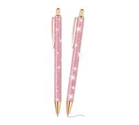 PATIKIL Penna A Sfera Glitter, 2Pcs Penna Elegante Con Glitter Retrattile A Pressione In Metallo Per Scrittura E Journaling Inchiostro Nero Per Donne Ragazze Ufficio Compleanno, Rosa