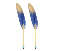 PATIKIL Penna a Sfera Piuma, 2Pz 0.5mm Piuma Soffice Vintage Penna d'Inchiostro Penna d'Oca Placcata Raffinata per Ufficio Cancelleria Calligrafia Firma Regalo Ospiti Matrimonio, Blu Scuro