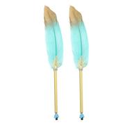 PATIKIL Penna a Sfera Piuma, 2Pz 0.5mm Piuma Soffice Vintage Penna d'Inchiostro Penna d'Oca Placcata Raffinata per Ufficio Cancelleria Calligrafia Firma Regalo Ospiti Matrimonio, Verde