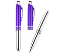 PATIKIL Penna Sfera Penna con Stilo Punta e LED Torcia, 2pz 3 in 1 Metallo Penna Nero Inchiostro 1,0 mm Medio Punta Stilo Penna per Touch Schermi, Blu