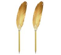 PATIKIL Penne A Sfera Con Piuma All'Ingrosso, 2Pcs Penne A Inchiostro Nero Con Asta Placcata Vintage Per Scrittura Ufficio Matrimonio Ospiti Firma Regalo, Dorato