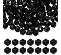 PATIKIL Perline Cubo Acrilico a Facette da 8mm, 300 Pz Perline Diamante Quadrate Sfuse per Creazione Gioielli Bracciale Collana Orecchini Campanelli a Vento Artigianato, Nero