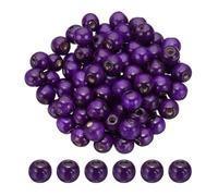 PATIKIL Perline in Legno da 14mm per Creare Artigianato, 100 Pz Perline rotondo Sfuse per Gioielli Macramé Bracciale Fai da Te Decorazione Artigianale, Viola