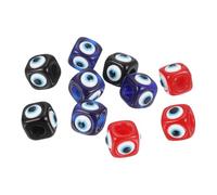 PATIKIL Perline Occhio Malocchio 16mm 10 Pezzi Blu Scuro/Nero/Rosso | Resina Turco, Con foro grande, Connettore per Ciondolo, per creazione fai da te di braccialetti, collane, orecchini