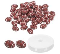 PATIKIL Perline Sportive 9 Mm, 90pz Perline Acriliche a Forma Pallone da Rugby,Perline Spaziatrici Rotondo per Creazioni Fai da Te Braccialetti e Collane, Colore Rosso Granata