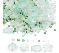 PATIKIL Perline Vetro Cristallo Marino, 1000Pz Perline Vetro Animali Marino Spaziatrici Stelle Marine Conchiglie Pesce Lumaca per Creazione Gioielli Bracciale Orecchini, Verde