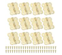 PATIKIL Piccole Cerniere per Scatole di Gioielli 1-1/4 Pollici, 12pz 180 Gradi Mini Cerniere a Farfalla per Scatole di Gioielli con 48 Viti per Armadi in Legno Cassetti Falegnameria, Oro