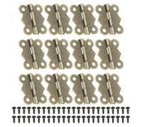PATIKIL Piccole Cerniere per Scatole di Gioielli 1-5/8", 12pz 180 Gradi Mini Cerniere a Farfalla per Scatole di Gioielli con 48 Viti per Armadi in Legno Cassetti Falegnameria, Marrone