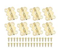 PATIKIL Piccole Cerniere per Scatole di Gioielli 3/4 Pollici, 8pz 180 Gradi Mini Cerniere a Farfalla per Scatole di Gioielli con 32 Viti per Armadi in Legno Cassetti Falegnameria, Oro