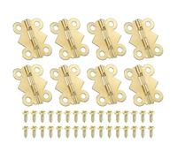 PATIKIL Piccole Cerniere per Scatole di Gioielli 7/8 Pollici, 8pz 180 Gradi Mini Cerniere a Farfalla per Scatole di Gioielli con 32 Viti per Armadi in Legno Cassetti Falegnameria, Oro