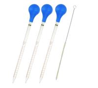 PATIKIL Pipetta Contagocce Vetro Kit, 3Pz 20ml Pipette Vetro Borosilicato Graduate con Tappo in Gomma Blu e Pennello per Trasferimento Liquidi per Laboratorio, Chimica, Trasparente