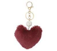 PATIKIL Pompon Chiave In Pelliccia Sintetica, Chiave Artificiale Carina A Forma Di Cuore Morbida Charm Peluche Catene Pendenti Per Borsa Zaino Chiave Auto Borsa A Mano Tote, Rosso