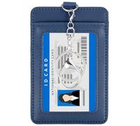 PATIKIL Porta badge in pelle con finestra trasparente per documento d'identità, tasca frontale verticale porta carte di credito e chiusura girevole in metallo, per dipendenti, personale, università