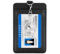 PATIKIL Porta badge in pelle con finestra trasparente per documento d'identità, tasca frontale verticale porta carte di credito e chiusura girevole in metallo, per dipendenti, personale, università