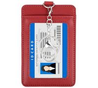 PATIKIL Porta badge in pelle con finestra trasparente per documento d'identità, tasca frontale verticale porta carte di credito e chiusura girevole in metallo, per dipendenti, personale, università