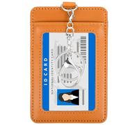 PATIKIL Porta badge in pelle con finestra trasparente per documento d'identità, tasca frontale verticale porta carte di credito e chiusura girevole in metallo, per dipendenti, personale, università