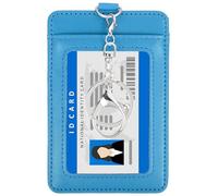 PATIKIL Porta badge in pelle con finestra trasparente per documento d'identità, tasca frontale verticale porta carte di credito e chiusura girevole in metallo, per dipendenti, personale, università