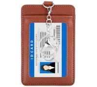 PATIKIL Porta badge in pelle con finestra trasparente per documento d'identità, tasca frontale verticale porta carte di credito e chiusura girevole in metallo, per dipendenti, personale, università