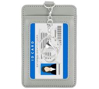 PATIKIL Porta badge in pelle con finestra trasparente per documento d'identità, tasca frontale verticale porta carte di credito e chiusura girevole in metallo, per dipendenti, personale, università