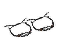 PATIKIL Porta Pietre Vuoto per Braccialetto Corda, 7.87-11.02", 2pz, Diametro Interno Corda di Cera 1.38", Ciondolo Regolabile per Pietre per Creazione Gioielli Regolabile, Nero