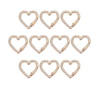 PATIKIL Portachiavi a Cuore, 10 Pz Portachiavi a Cuore in Cristallo Moschettone Anello Chiave Clip in Lega di Zinco Trigger Molla Fibbia per Portachiavi Borse Portamonete, Oro Chiaro