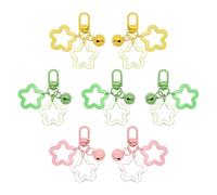 PATIKIL Portachiavi A Stella, 7 Pezzi Portachiavi Acrilico Colori Caramella Pentagramma Charm Campanella Ciondolo Clip Per Chiavi Accessori Borsa, Verde/Giallo/Rosa