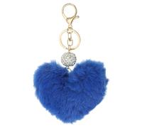 PATIKIL Portachiavi Con Pom Pom In Pelliccia Sintetica, Portachiavi A Pallina Morbida E Soffice A Forma Di Cuore Con Charm In Piumino Per Borsa Zaino Chiavi Auto Borsa A Tracolla, Blu Navy