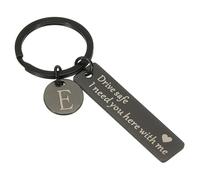 PATIKIL Portachiavi Drive Safe, 1 Set Portachiavi Lettera E Ho Bisogno Te Qui con Me Portachiavi Personalizzato con Scatola Regalo per Lui Regali Natale San Valentino, Nero