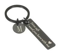 PATIKIL Portachiavi Drive Safe, 1 Set Portachiavi Lettera M Ho Bisogno Te Qui con Me Portachiavi Personalizzato con Scatola Regalo per Lui Regali Natale San Valentino, Nero