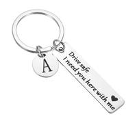 PATIKIL Portachiavi Drive Safe Portachiavi Lettera A Per Lui Argento | 1 Set, Ho Bisogno Di Te Qui Con Me Portachiavi Personalizzato, Regali Per il Natale San Valentino, Con Scatola Regalo