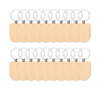 PATIKIL Portachiavi in Legno a Forma di Scudo, 20pz Targhette in Legno Non Finite Portachiavi in Legno Ingrosso per Etichette Animale Domestico Regali Fai Da Te Artigianato, Colore Legno