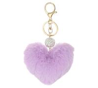 PATIKIL Portachiavi Pom Pom Pelliccia Sintetica, Portachiavi Palla Soffice Artificiale Cuore Charm Morbido Pendente Catene Per Borsa Zaino Auto Borsa Tracolla Borsetta, Viola Chiaro