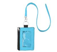 PATIKIL Portafoglio Minimalista Con Finestra Per ID E Protezione RFID Piccolo Portamonete Impermeabile Con Cerniera Portacarte RFID Con Cordino Per Carte Contanti Viaggio Blu Chiaro