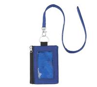 PATIKIL Portafoglio Minimalista Con Finestra Per ID E Protezione RFID, Portacarte Piccolo Impermeabile Con Cerniera E Cordino Per Carte Contanti Viaggi Donne Uomini, Blu Scuro/Blu