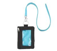 PATIKIL Portafoglio Minimalista Con Protezione RFID E Finestra Per ID Portafoglio Piccolo Impermeabile Con Cerniera Portacarte Con Protezione RFID E Cordino Per Carte Viaggio Nero/Azzurro