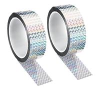 PATIKIL Prisma Nastro 35mm x 50m, 2pz Olografico Riflettente Auto Adesivo per Fai-da-Te Arte Artigianato Avvolgimento Decorazione, Argento