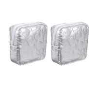 PATIKIL PU Makeup Bag, Quadrato Piccolo Carino Cuore Cosmetico Zipper Pouch Borsa Riutilizzabile Trucco Storage Organizer, Argento, falso