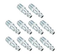 PATIKIL Raccordi Ad Aria in Acciaio 1/4" 10pz Spina Maschio per Raccordi Compressore d'Aria per Industria Automobilistica Compressori d'Aria Ingegneria Meccanica Argento