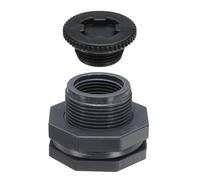 PATIKIL Raccordo Passaparete in PVC con Tappo G 1, Connettore Passaparete Filettato Doppio per Serbatoi d'Acqua con Guarnizione in PVC per Secchi della Pioggia, Lavandini, Acquari, Grigio