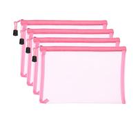 PATIKIL Rete Cosmetica Borse, 4pz A5 Taglia Matita Viaggi Astucci Nylon Trucco Pochette Cerniera Lima Borsa Borsa per Casa Ufficio, Rosa