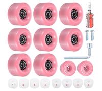 PATIKIL Rulli Ruote Ruote Set, 58x32mm Ruote Pattini con Cuscinetti, Freni Pattini, Rosa
