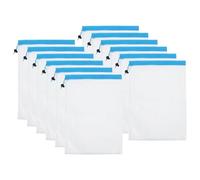 PATIKIL Sacchetti per Prodotti in Rete, 12pz 12x17 Pollici Borse Prodotti Riutilizzabili Borse Spesa Trasparenti Lavabili Coulisse per Stoccaggio Spesa Frutta Verdura, Blu