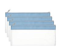 PATIKIL Sacchetti per soldi con cerniera, 21 x 9 cm, 4 pezzi, in PVC trasparente, per deposito di contanti, banche, trucchi, monete, cosmetici, banconote, blu foschia