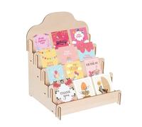 PATIKIL Saluto Biglietto Espositore Supporto 4 Livelli Adesivo Espositore Supporto Portatile Cartolina Espositore Supporto Biglietto Espositore Rack per Biglietto 11.8 x 10.4 x 14.2 Beige
