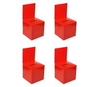 PATIKIL Scatola Delle Suggestioni in Cartone, 4 Pz 6"x6"x6" Urna con Pannello Intestazione Rimovibile Urna per Estrazioni, Raccolta, Mancia, Donazione, Votazione, Rosso