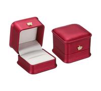 PATIKIL Scatola per ring in Velluto, Confezione da 2 Porta ring Vintage per Proposta di Matrimonio, Cerimonia di Fidanzamento, Anniversario, Stile 4, Rosso