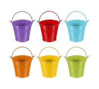 PATIKIL Secchi Metallici Piccoli con Manico, 6 Pz Secchi Galvanizzati Mini Colorati per Pasqua Artigianato Feste Decorazioni, Verde/Giallo/Arancione/Blu/Rosso/Viola