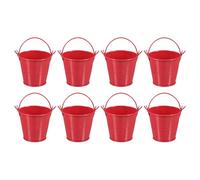 PATIKIL Secchielli in Metallo Piccoli con Manico, 2.4"x2", 8 Pezzi Mini Secchiello Zincato Secchi Pasquali Colorati per la Decorazione di Bomboniere Artigianali, Rosso